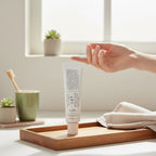 Natur K Beauty Dr. Althea 147HA Barrier Cream tube with a drop of cream on a fingertip. Soothing and repairing.